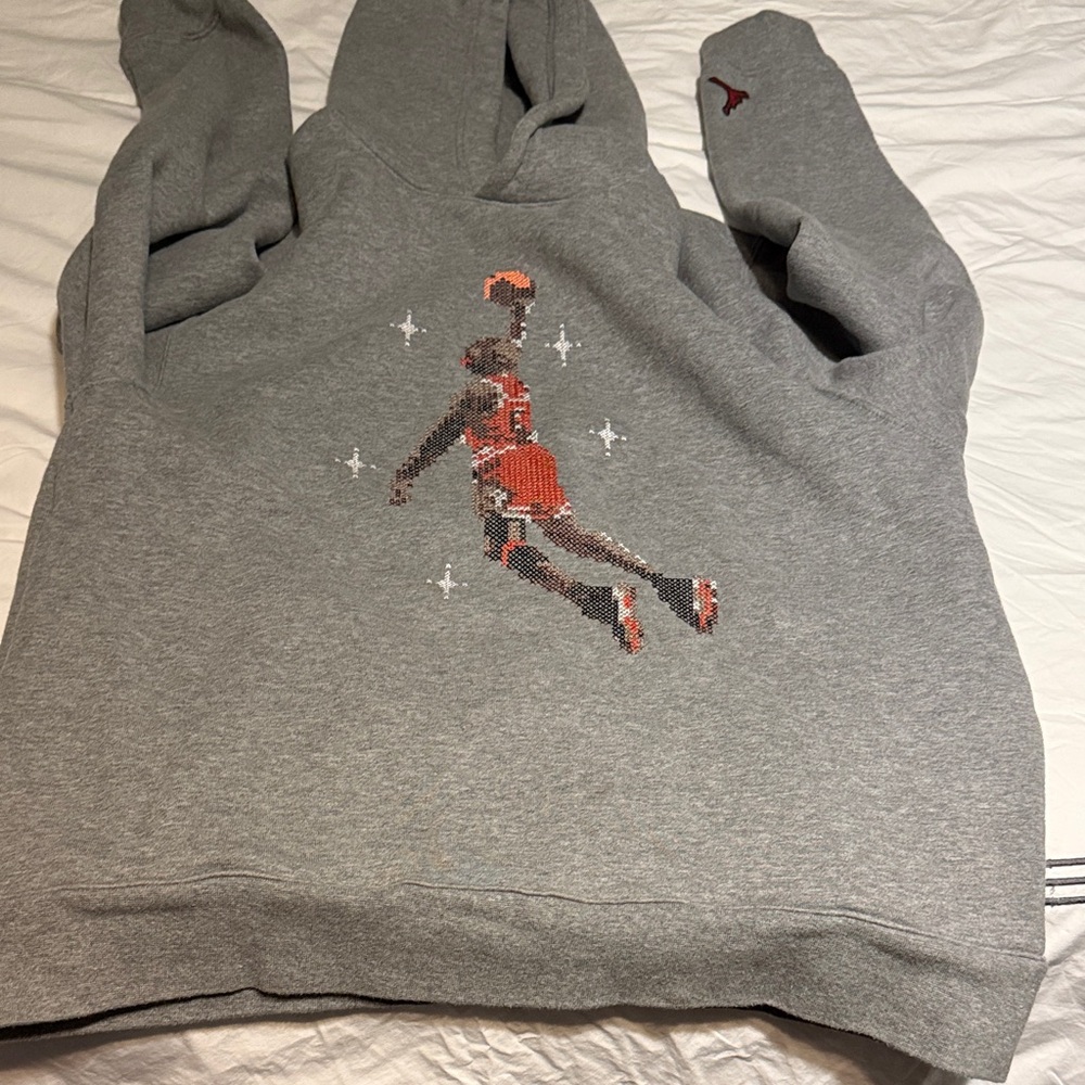 Jordan Gray and Red Graphic Men's Sweater - Picture 6 of 8